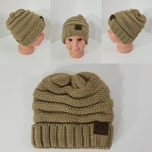 Toddler Beanie Hat thermal protective ear Brown